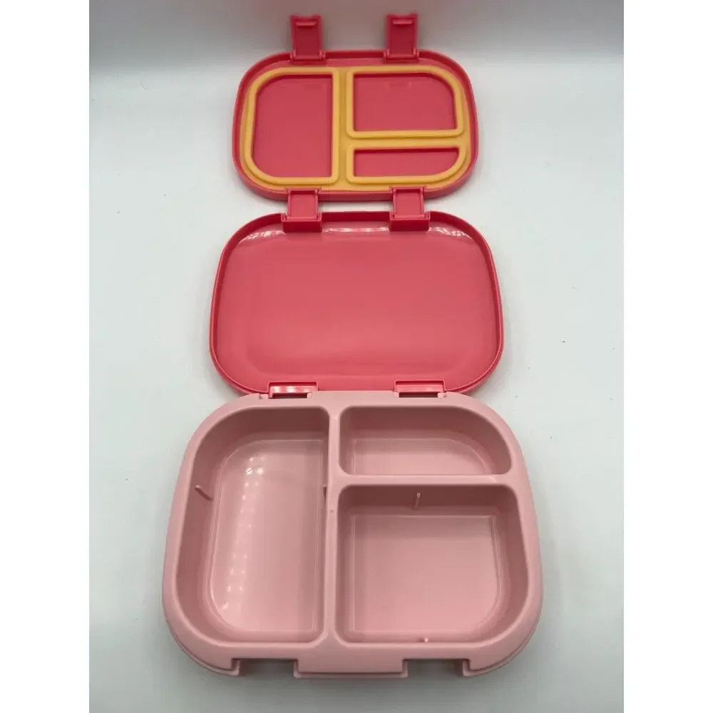 Little Bliss Kids Pink Bento Lunch Box 3 Compartment Giraffe Food Container